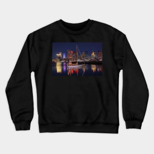 East Boston MA Boston Skyline Lit up for Christmas Crewneck Sweatshirt